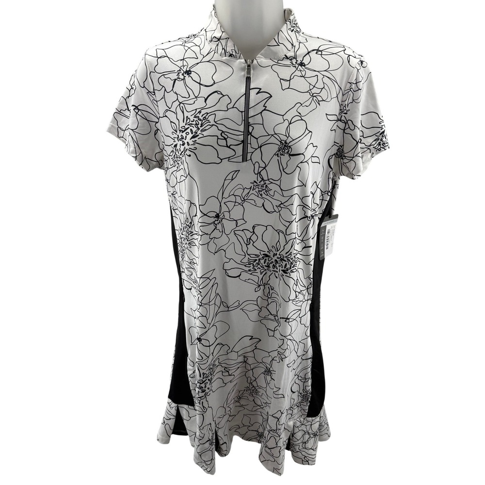 Tail Activewear Stell Golf Dress Etched Floral White Black UPF 50 Small NEW